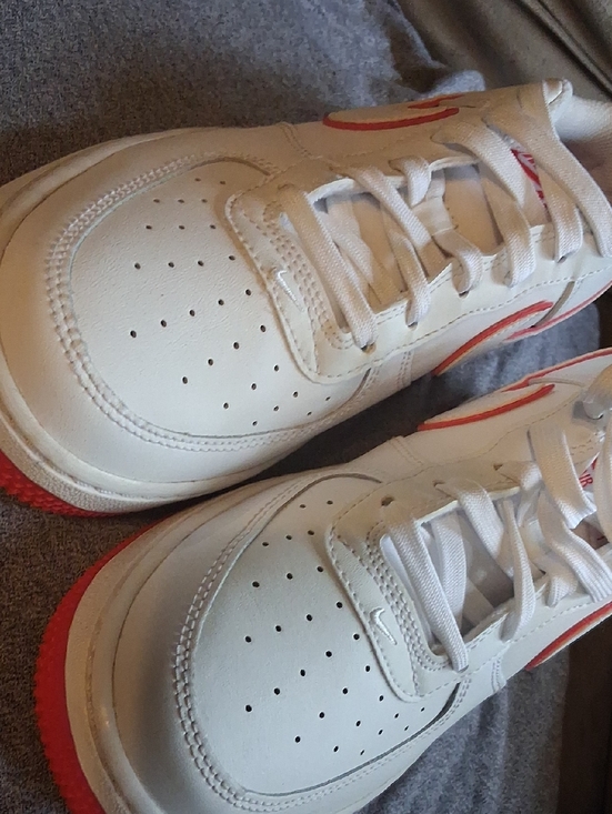 Other - White Athletic Sneakers with Red Accents